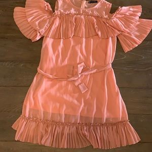Pink ruffle dress by Starlette perfect condition with belt and inside lining